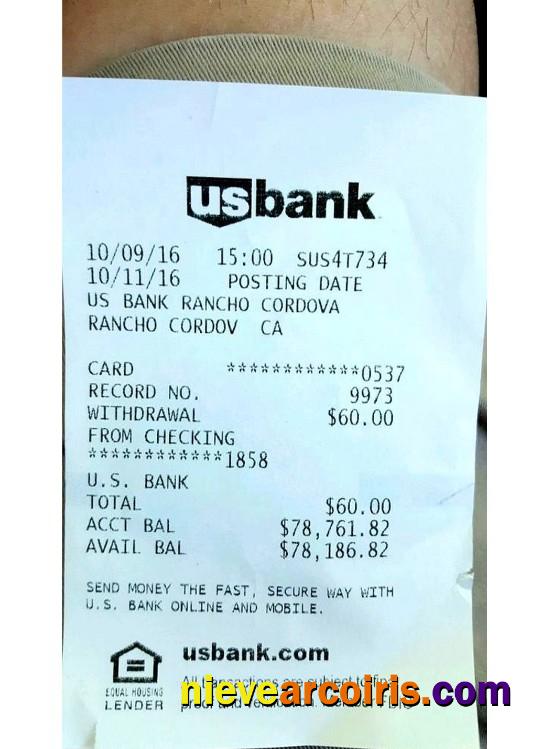 USA US bank payment receipt